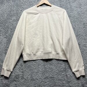 Fabletics Sweatshirt Womens Size XL Cream Year Round Terry Cropped Athleisure